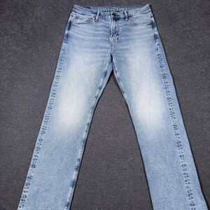 American Eagle Original Straight Jeans Men's 30x31 Light Wash Denim Stretch Fade